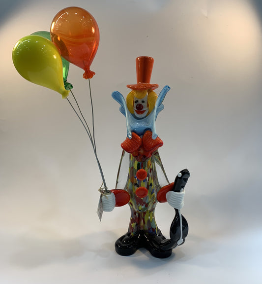 Scultura - Figurine - Pagliaccio - Pagliaccio con palloncini (36 cm.)